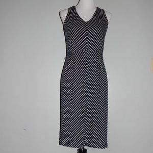 Ann Taylor Loft Navy White Sleeveless V-Neck Dress